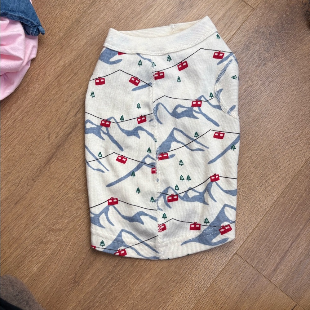 Hanna Andersson Doggy Tee with Red and Blue Ski Pattern